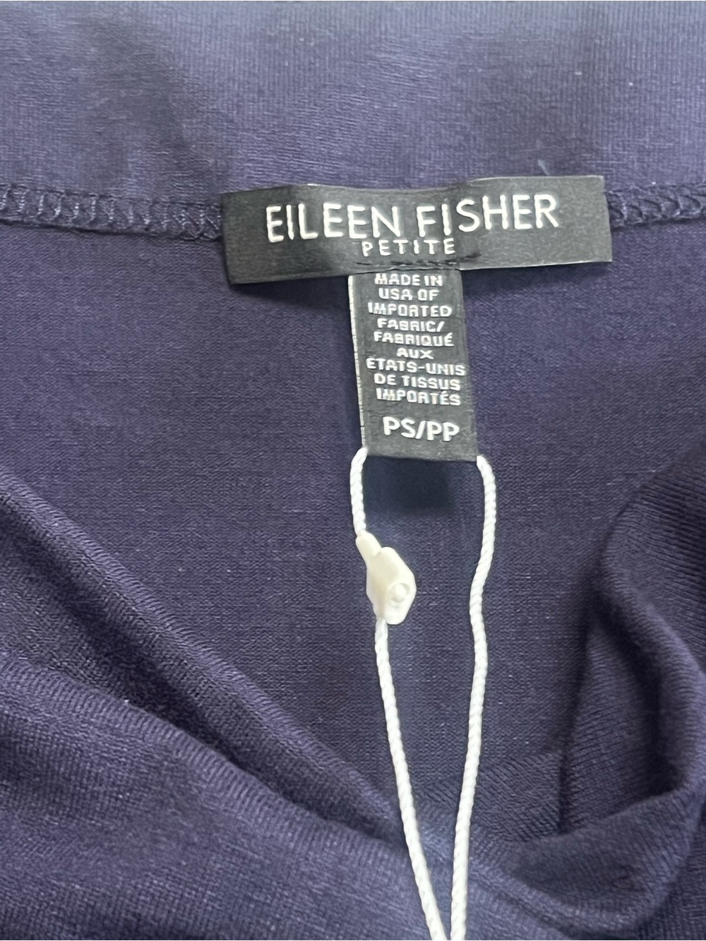 NWT Eileen Fisher Draped Neck Navy Top size PS
